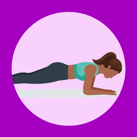 Ilustración de una mujer haciendo plancha sobre antebrazos