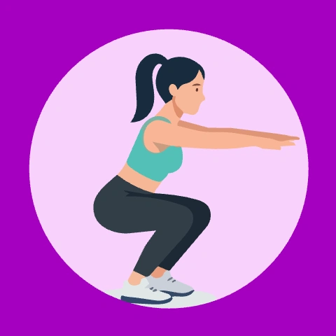 Ilustración de una mujer haciendo sentadillas