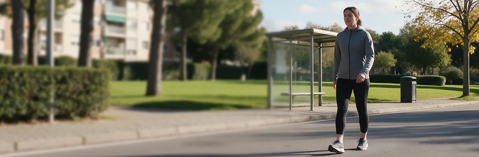 Mujer caminando en un parque